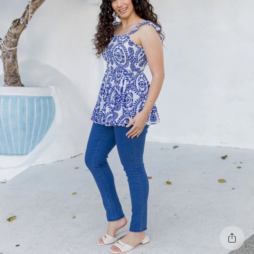Mykonos print Ellie top from Proud Poppy